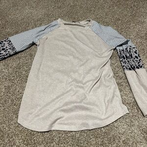 Stylish Beige and Black Patterned Women's Top